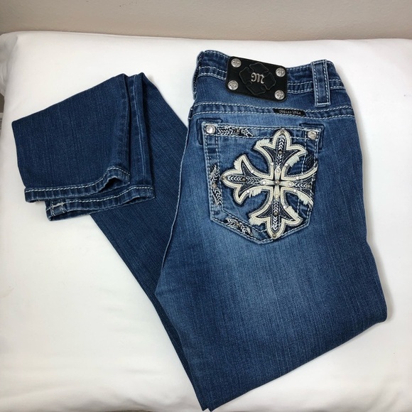 Miss Me Stretchy Distressed Detail Mid Rise Skinny Medium Wash Jeans  29 - Picture 15 of 15